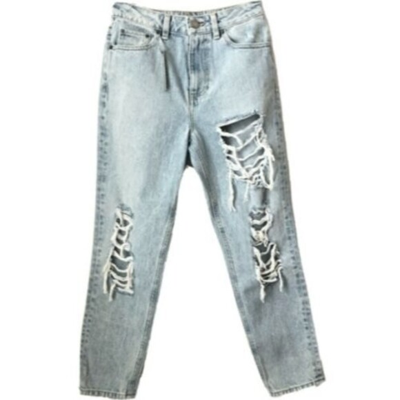 ASOS Distressed Straight Leg Jeans Rigid Denim Light Wash 25 - Picture 2 of 9